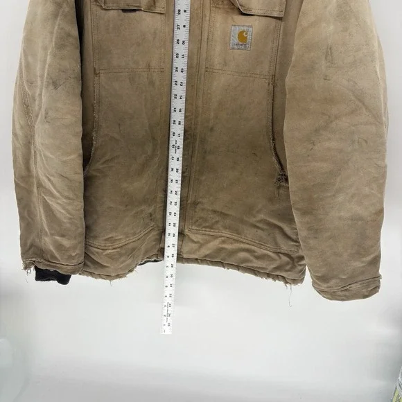 Vintage 90s Carhartt Jacket Brown Quilt Lined Duck Canvas Distressed Men XL